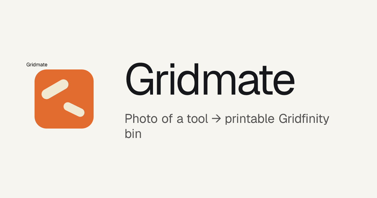 Gridmate: Custom Gridfinity Bins from a Photo